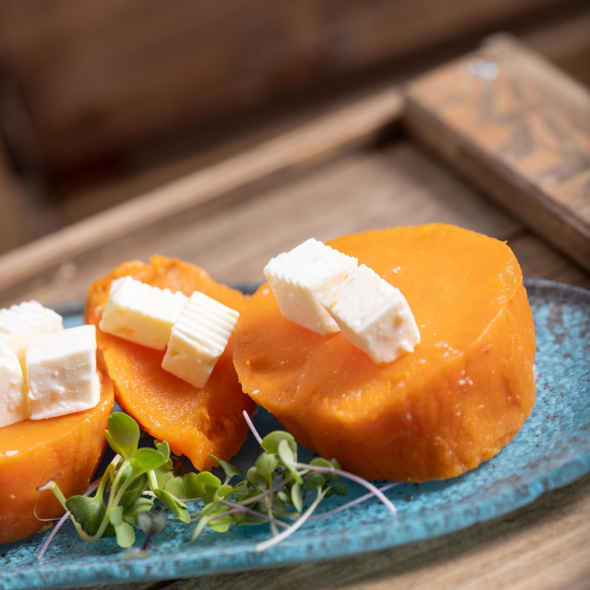 Boniato asado y queso feta