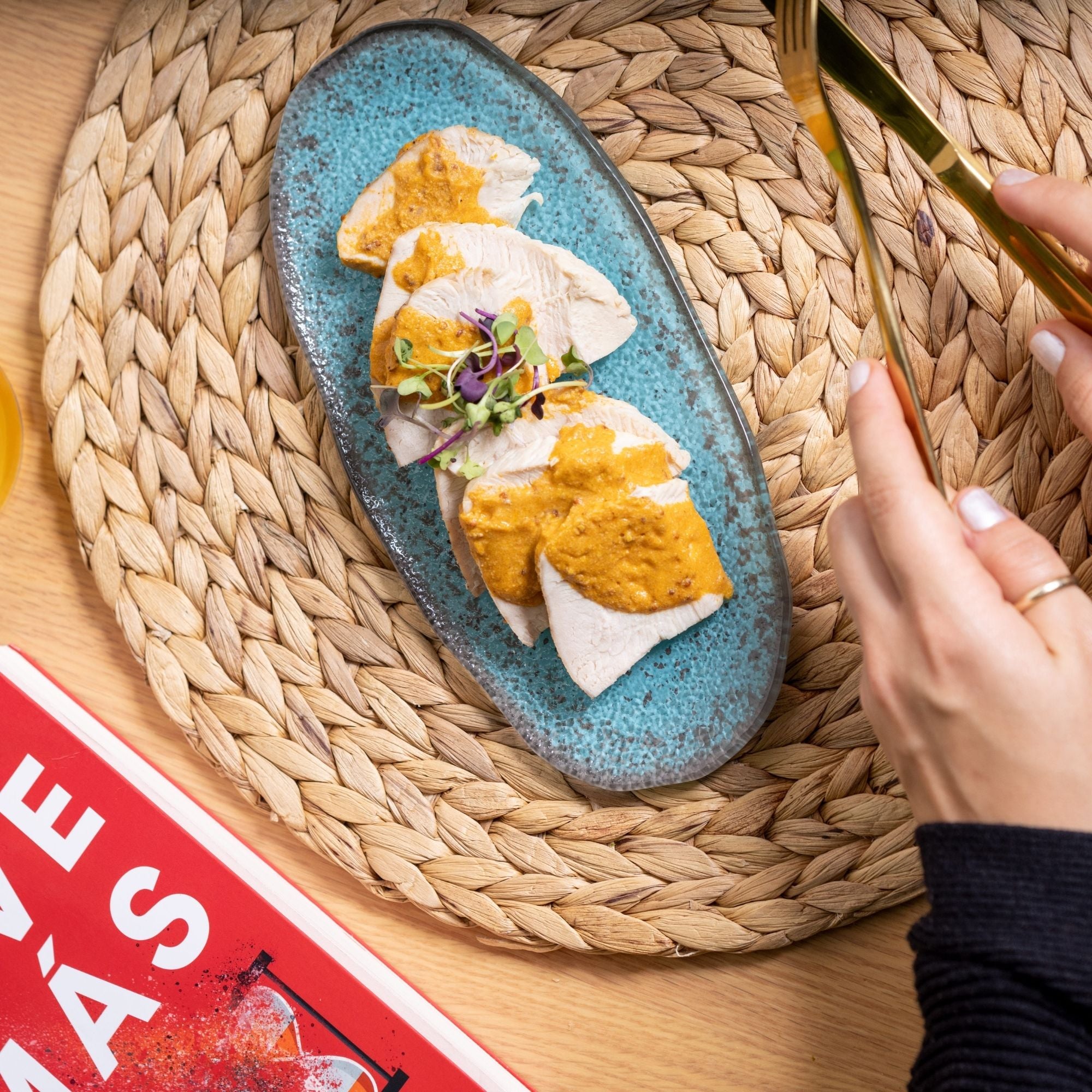 Pavo a baja temperatura con salsa de mostaza