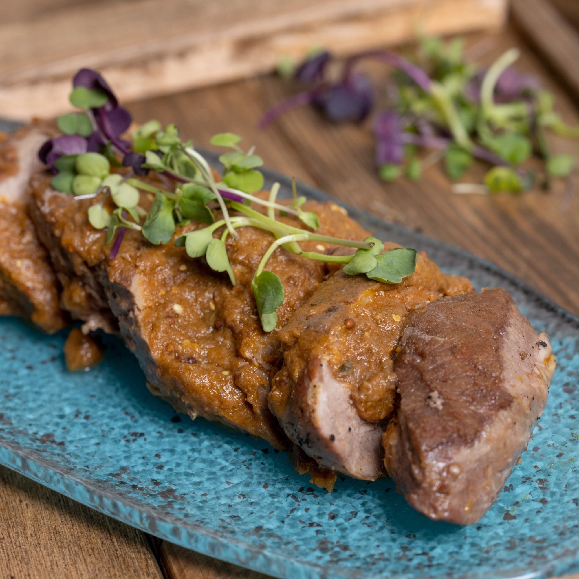 Solomillo de cerdo con salsa de mostaza